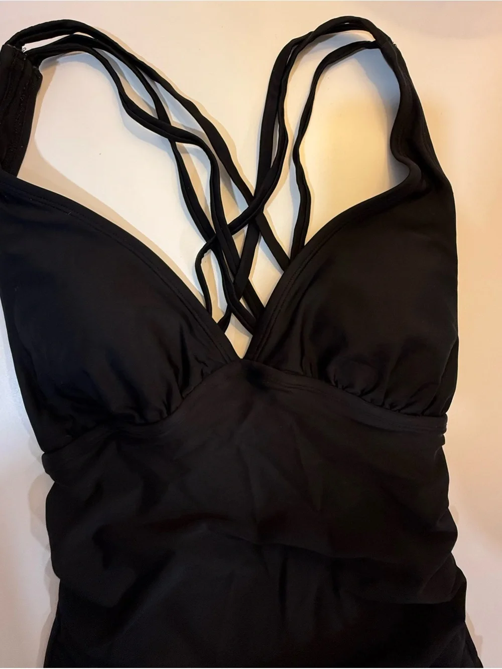 Kona Sol Black One-Piece Swimsuit with Strappy Crisscross Front